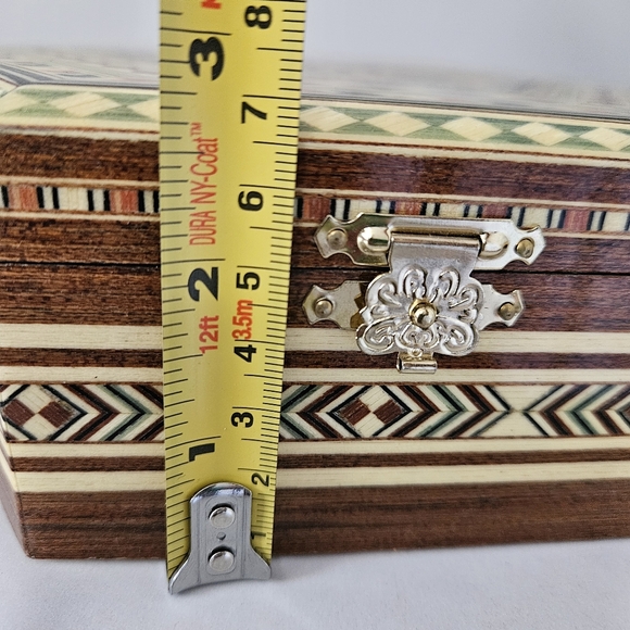 Wooden Mosaic Hexagonal Marquetry Jewelry Box From Spain- NWOT - Picture 9 of 11